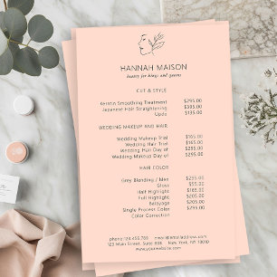 Modern, Line Art, Frau, Blätter, Salon, Preisliste Flyer