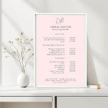 Modern, Line Art, Frau, Blätter, Salon, Preisliste Poster<br><div class="desc">Modern,  Line Art,  Frau,  Leafy,  Salon,  White Pricelist Poster.</div>