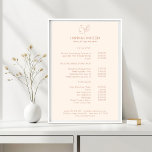 Modern, Line Art, Frau, Blätter, Salon, Preisliste Poster<br><div class="desc">Modern,  Line Art,  Frau,  Leafy,  Salon,  White Pricelist Poster.</div>