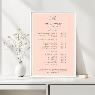 Modern, Line Art, Frau, Blätter, Salon, Preisliste Poster