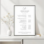 Modern, Line Art, Frau, Blätter, Salon, Preisliste Poster<br><div class="desc">Modern,  Line Art,  Frau,  Leafy,  Salon,  White Pricelist Poster.</div>