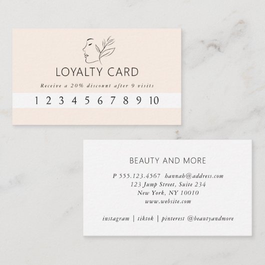 Modern, Line Art, Frau, Leafe, Salon, Beige Visitenkarte (Vorne/Hinten)