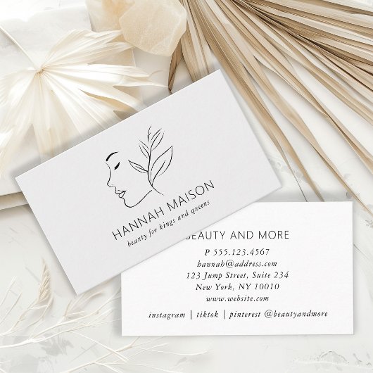 Modern, Line Art, Frauen, Leafy, Salon, Grau Visitenkarte