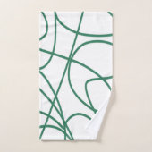 Modern Line Art: Grün auf Weiß Badhandtuch Set (Handtuch)