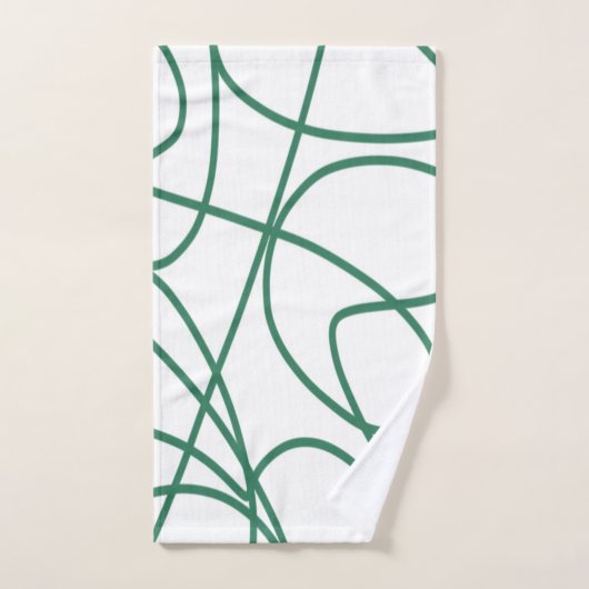 Modern Line Art: Grün auf Weiß Badhandtuch Set (Handtuch)