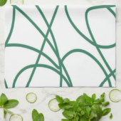 Modern Line Art: Grün auf Weiß Geschirrtuch (Gefaltet)