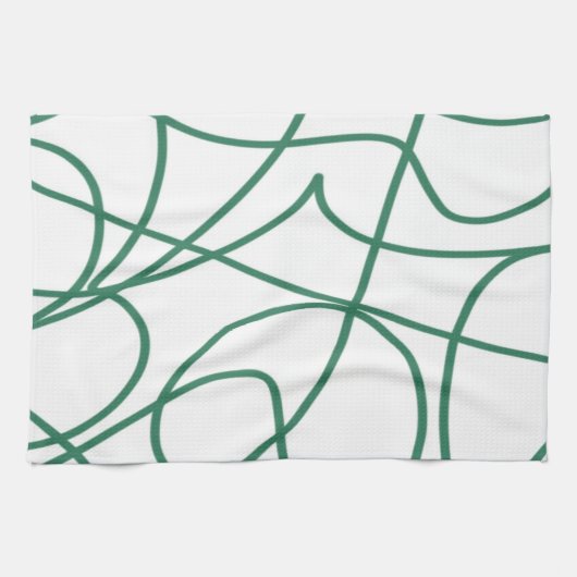 Modern Line Art: Grün auf Weiß Geschirrtuch (Horizontal)