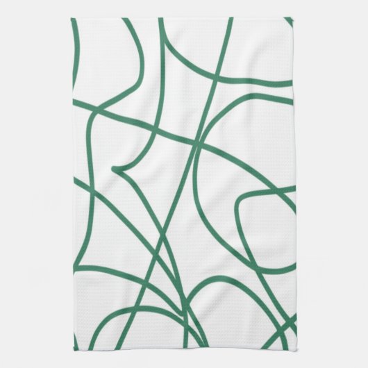Modern Line Art: Grün auf Weiß Geschirrtuch (Vertikal)