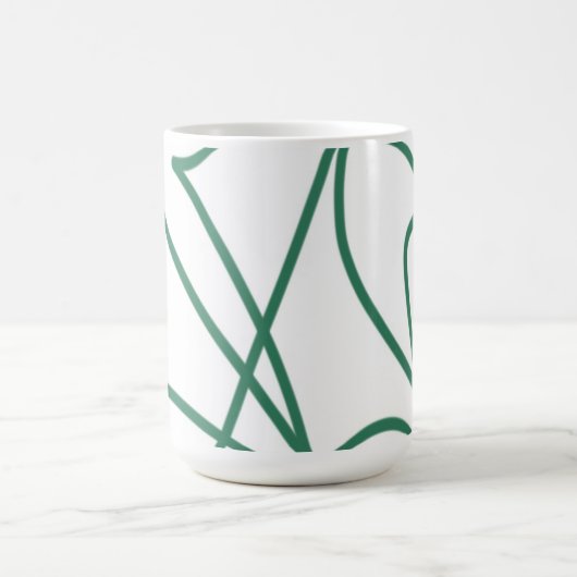 Modern Line Art: Grün auf Weiß Kaffeetasse (Mittel)