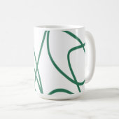 Modern Line Art: Grün auf Weiß Kaffeetasse (VorderseiteRechts)