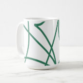 Modern Line Art: Grün auf Weiß Kaffeetasse (Vorderseite Links)
