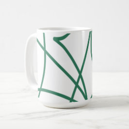 Modern Line Art: Grün auf Weiß Kaffeetasse