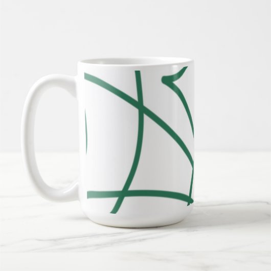 Modern Line Art: Grün auf Weiß Kaffeetasse (Links)