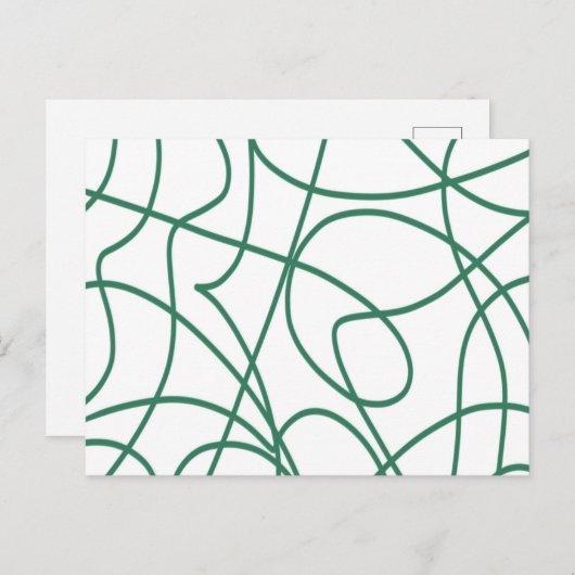 Modern Line Art: Grün auf Weiß Postkarte (Vorne/Hinten)