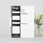 Modern Lined Recipe Pages (Letter Format Sheet)  (Stehend Vorderseite)