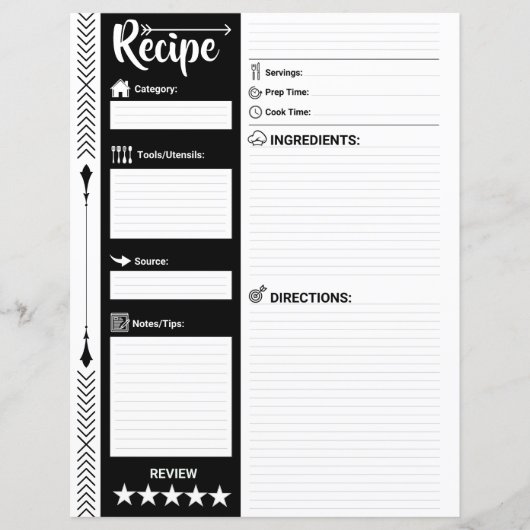 Modern Lined Recipe Pages (Letter Format Sheet) (Vorderseite)