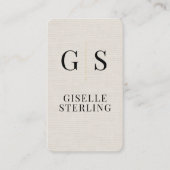Modern Linen Gold Monogram QR Code Visitenkarte (Vorderseite)