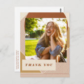 Modern Lines Terracotta Foto Abschluss Vielen Dank Postkarte (Vorne/Hinten)