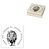 Modern Lion Wearing Glasses Custom Library Book Gummistempel (Stempel)