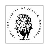 Modern Lion Wearing Glasses Custom Library Book Gummistempel (Prägung)