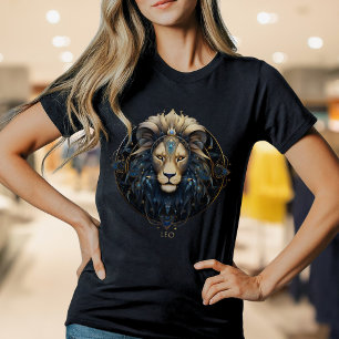 Modern Lion Zodiac Symbol Sun Sign Leo Womens T-Shirt