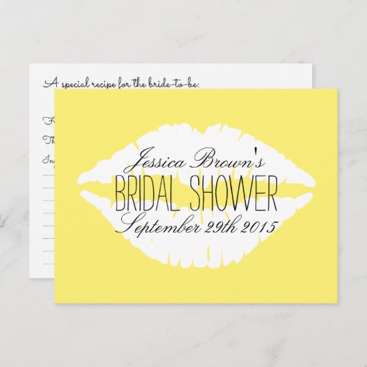 Modern Lips Brautparty Rezept Karten (Vorne/Hinten)