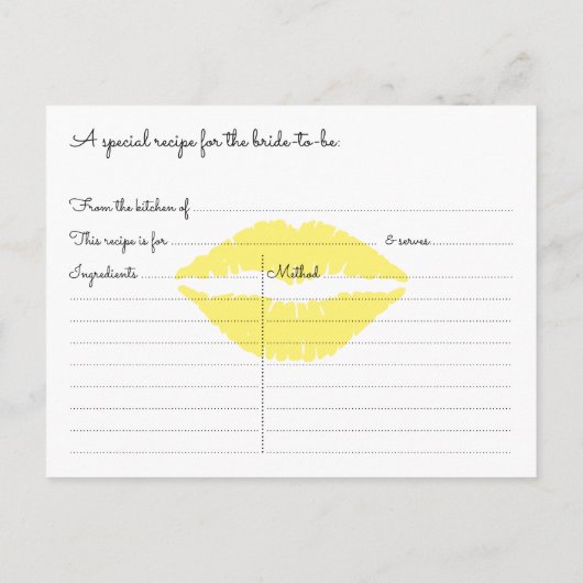 Modern Lips Brautparty Rezept Karten (Rückseite)