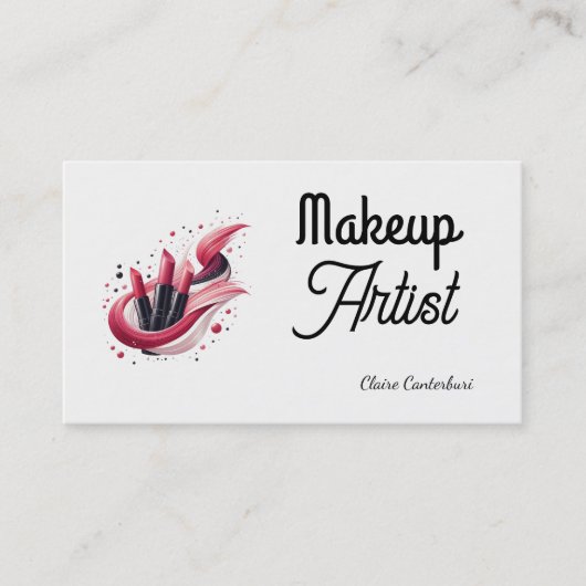 Modern Lipstick Swoosh Makeup Artist Visitenkarte (Vorderseite)
