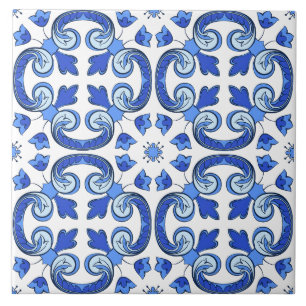 Modern Lisbon Blue Indigo Mosaic Azulejos Fliese