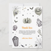 Modern Little Boo Ghost Boy Baby Dusche Dankeskarte (Vorderseite)