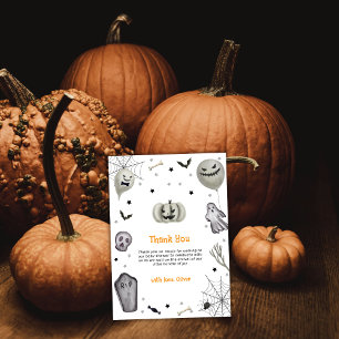 Modern Little Boo Ghost Boy Baby Dusche Dankeskarte