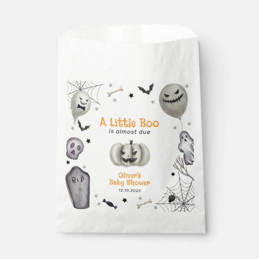 Modern Little Boo Ghost Boy Baby Dusche Geschenktütchen (Vorderseite)