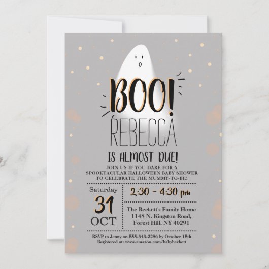 Modern Little Boo! Halloween-Kinderdusche Einladung (Vorderseite)