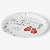 Modern Little Champion Boxing Sport Baby Shower Pappteller (Schrägansicht)