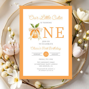 Modern Little Cutie Orange Citrus 1. Geburtstag Einladung
