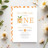Modern Little Cutie Orange Citrus 1st Birthday Einladung