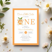 Modern Little Cutie Orange Citrus 1st Birthday Einladung