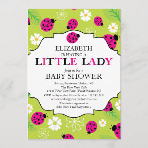 Modern Little Lady Pink Ladybug Babydusche Einladung