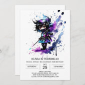 Modern Little Ninja Girl Geburtstag Einladung (Vorne/Hinten)