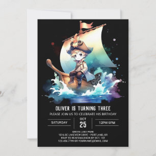 Modern Little Pirate Geburtstag Einladung