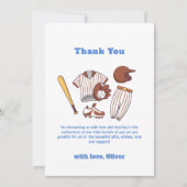 Modern Little Slugger Baseball Boy Baby Shower  Dankeskarte (Vorderseite)