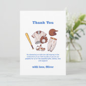Modern Little Slugger Baseball Boy Baby Shower  Dankeskarte (Stehend Vorderseite)