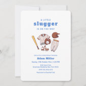 Modern Little Slugger Baseball Sport Baby Shower Einladung (Vorderseite)