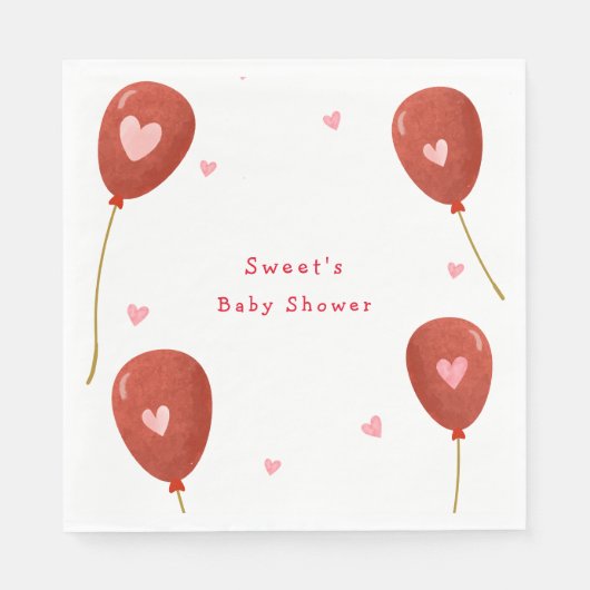 Modern Little Sweetheart Balloon Baby Dusche Serviette (Vorderseite)