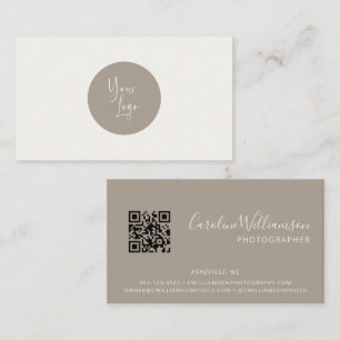 Modern Logo Boho Taupe Einfache QR-Code Minimalist Visitenkarte