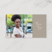 Modern Logo Boho Taupe Einfaches QR-Foto Visitenkarte (Vorderseite)