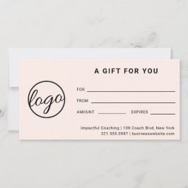 Modern Logo Einfach rosa Blush Geschenkgutschein