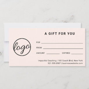 Modern Logo Einfach rosa Blush Geschenkgutschein