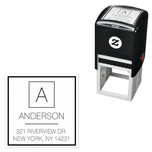 Modern Logo Einfache Monogram Name-Rücksendeadress Permastempel (Beispiel)