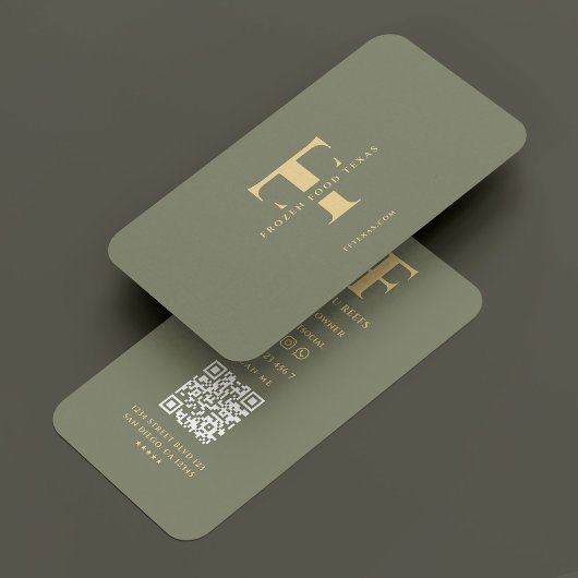 Modern Logo F T Monogram Sage Green Visitenkarte